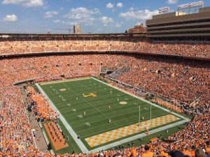 aerial view of crowded football stadium