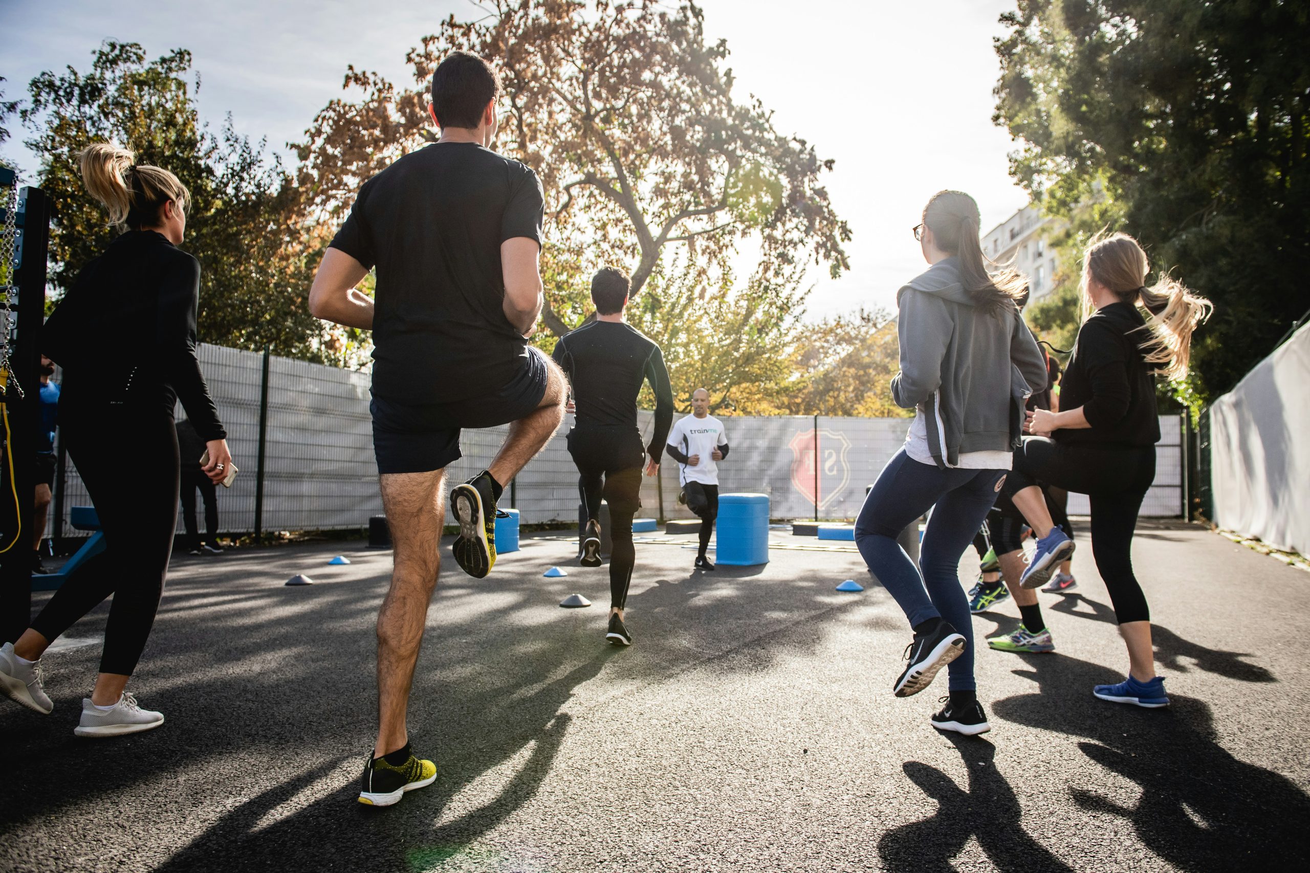 group of real people working out together